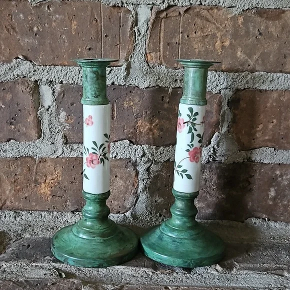 Pair Of Vintage Thailand Candlestick Holders - Picture 1 of 3